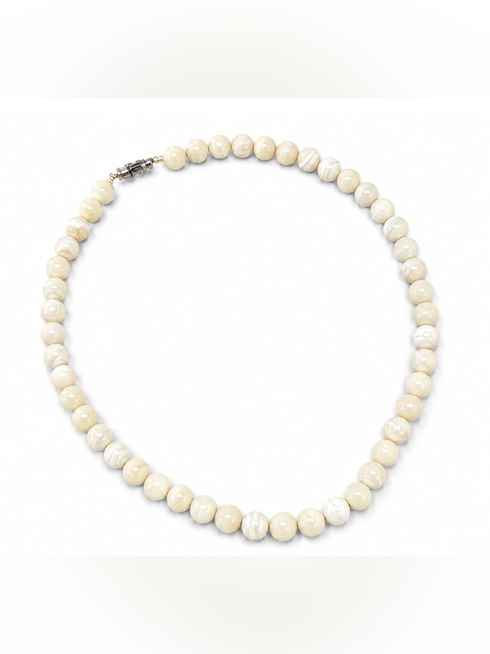 Anthropologie Beaded Statement Necklace White Cream Boho Coastal Round